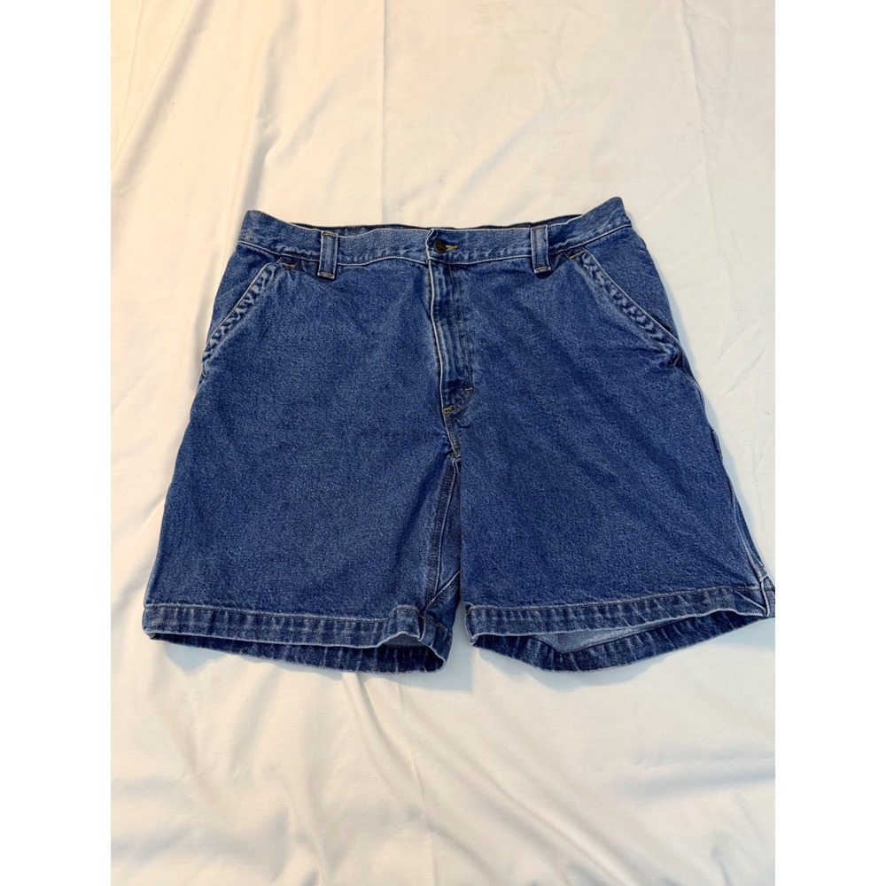 LL Bean Mens Carpenter Denim Shorts Medium Wash Blue Cotton Size 38 Regular